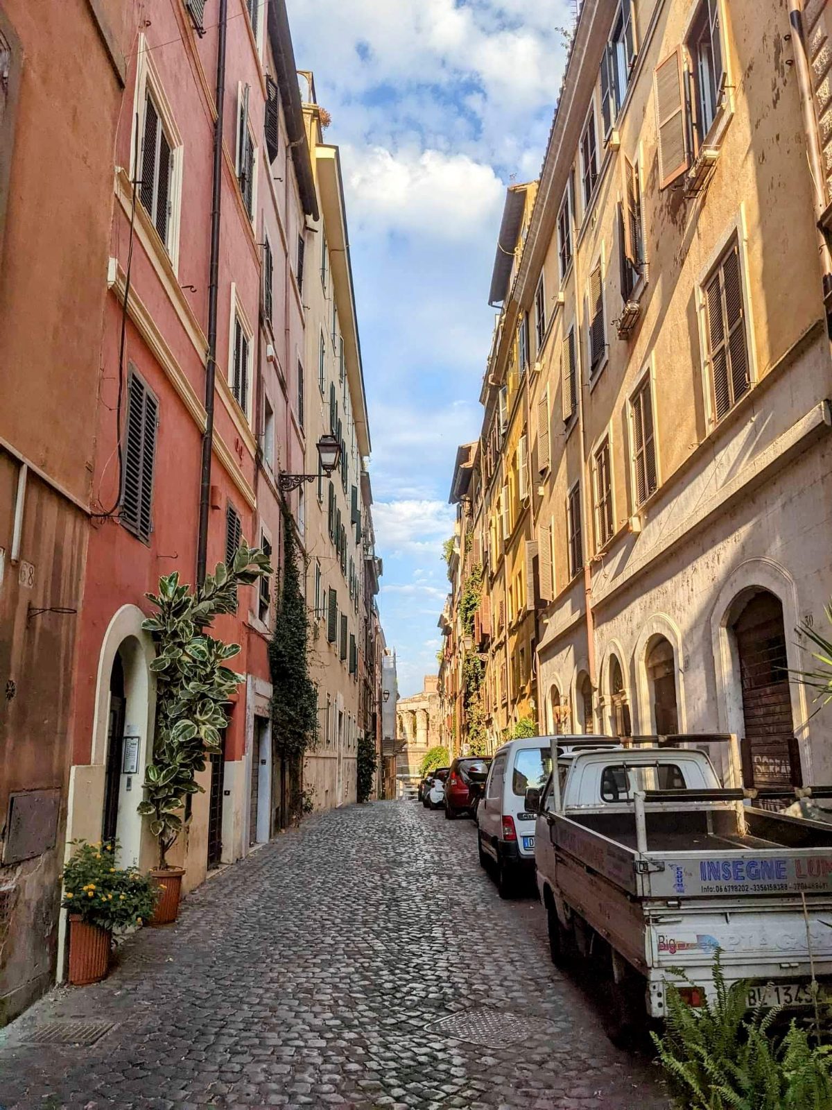 A narrow cobbled street in Europe